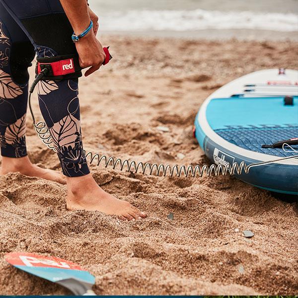 Red 8ft Coiled SUP Leash