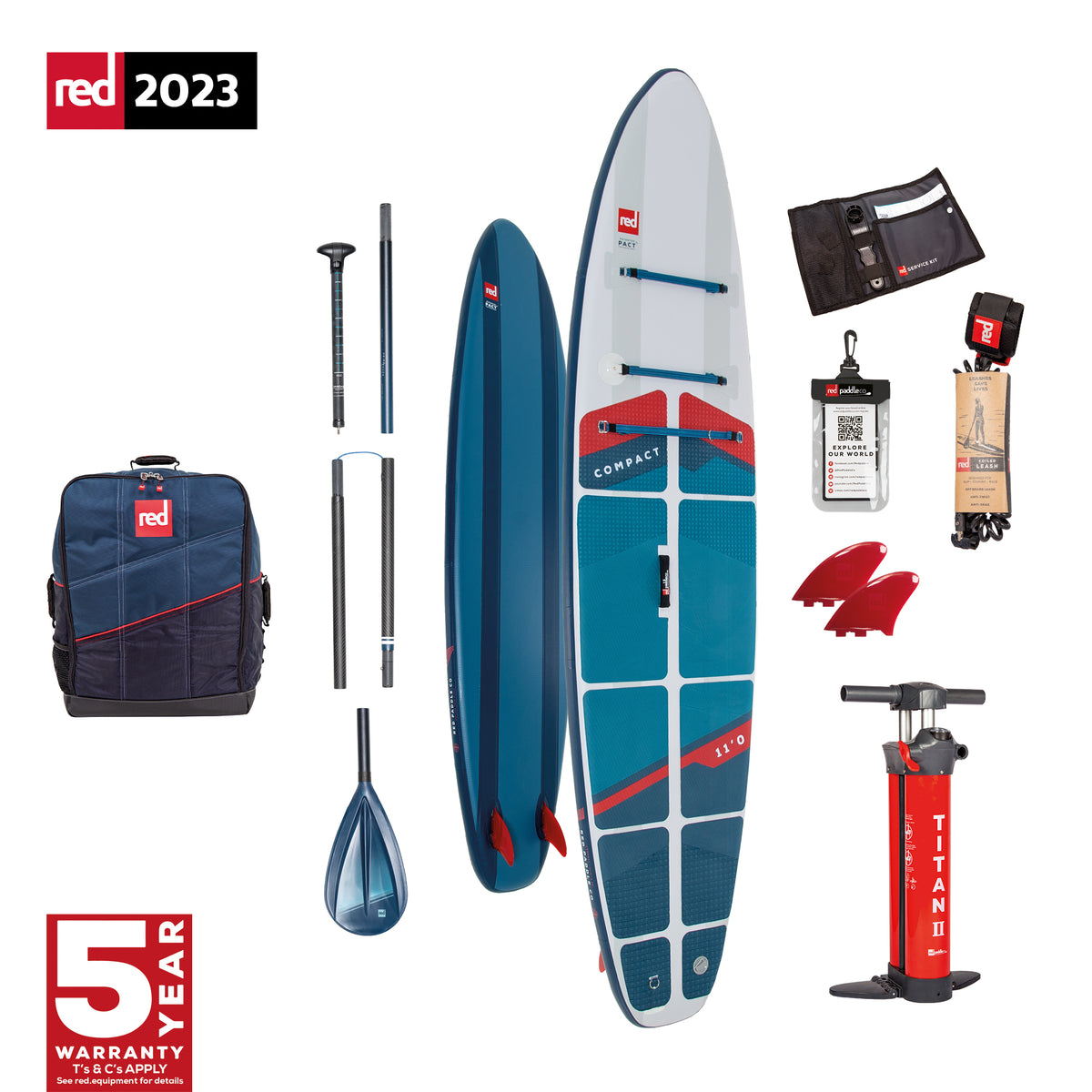 Red 11&#39;0&quot; Compact Inflatable Paddle board Package