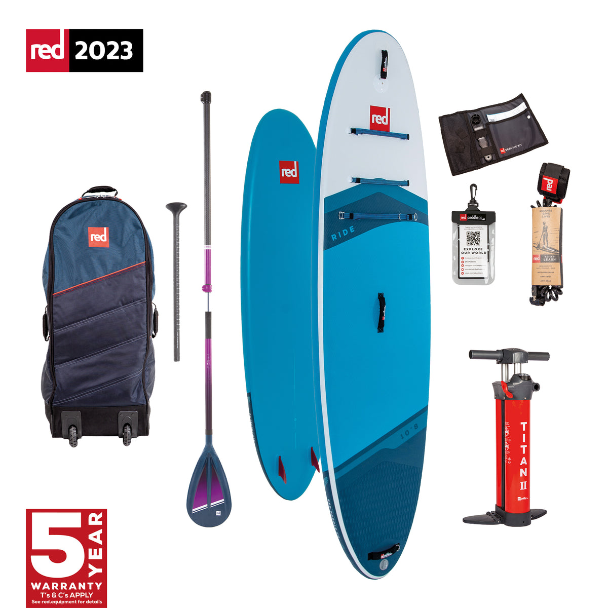 Red 10&#39;8&quot; Ride MSL Inflatable Paddle board Package 2023