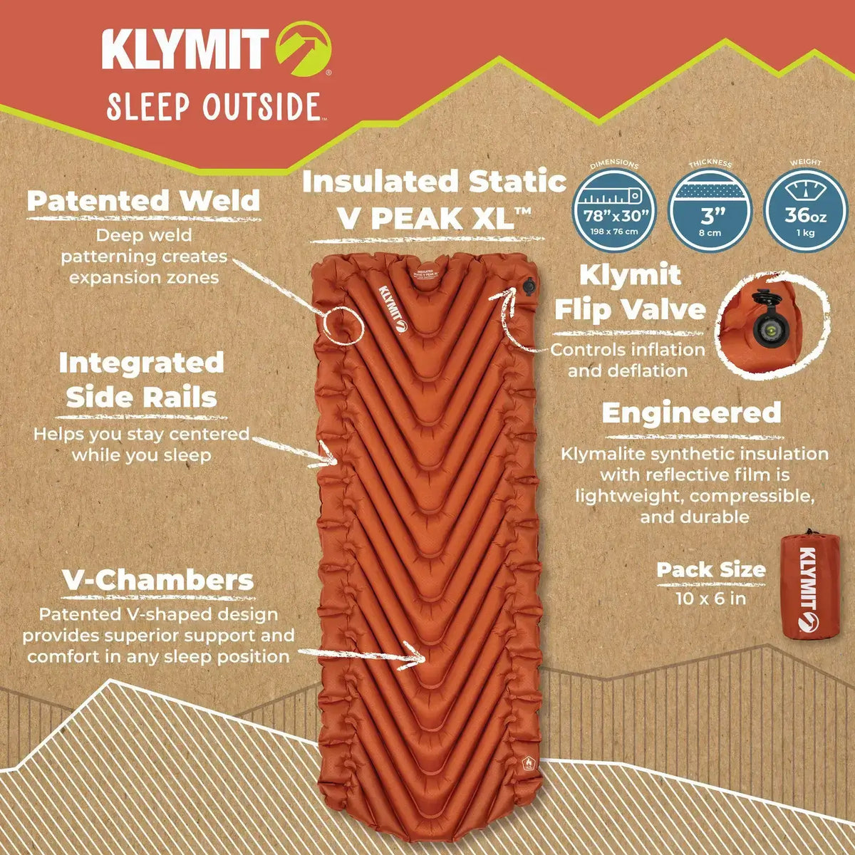 Klymit Insulated Static V Peak Sleeping Mat XL