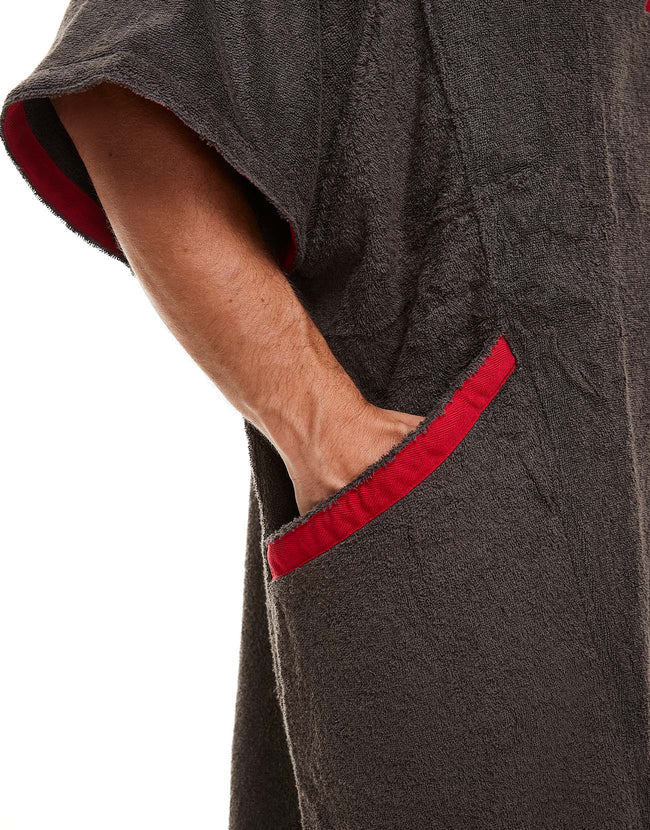 Red Grey Changing Robe Red Men's Luxury Towelling Change Robe - Outfitters Store
